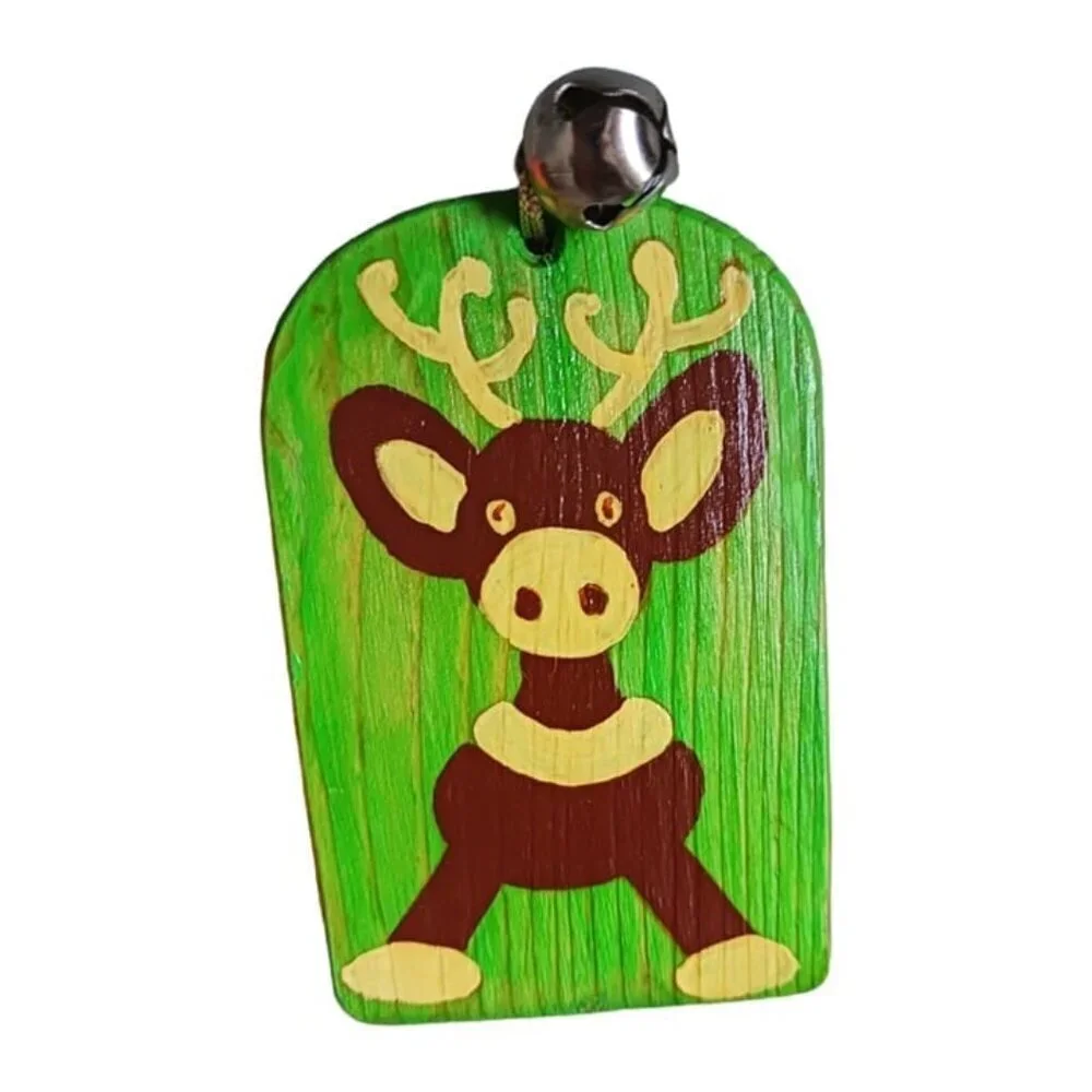 Set of 4 wooden christmas ornaments double sided